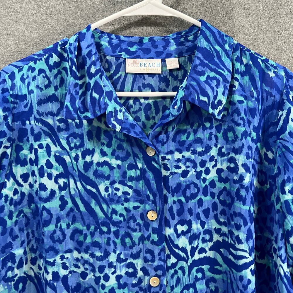 Belle Beach by Kim Gravel Button Front Cover-Up St. Tropez Animal, Large - Picture 4 of 12